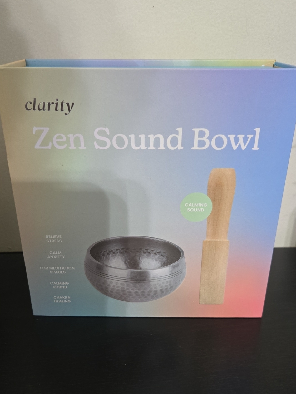 Clarity Zen Sound Bowl - Metallic Gray with Natural Wood Mallet. New, Never Used